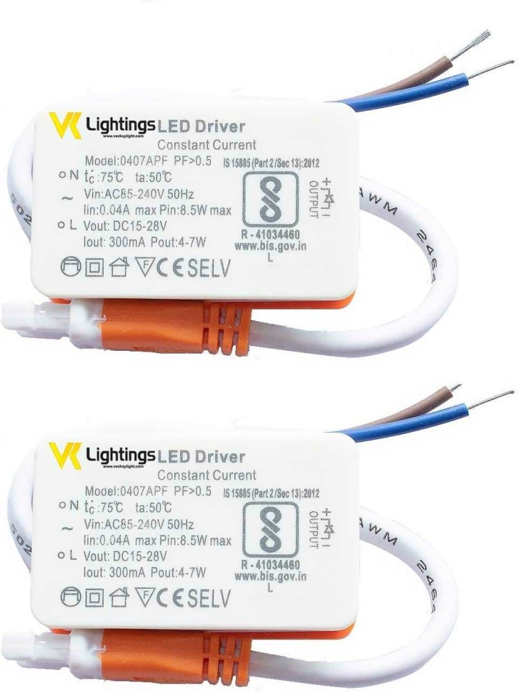 VEEKAYLIGHT LED Driver 300mA (Constant Current Output) (Input 85-240V AC-DC) (4-7) x4W 5W 6W Power Supply 300 mA Lighting Transformer Drivers for Power Chips (Plastic Case) LED Driver Price