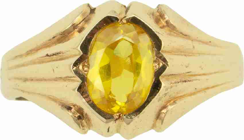 Naveen metal works Panchaloha Impon yellow sapphire Pushparagam stone ring for Men and Women Alloy Topaz Ring Price in India Buy Naveen metal works Panchaloha Impon yellow sapphire Pushparagam stone r...