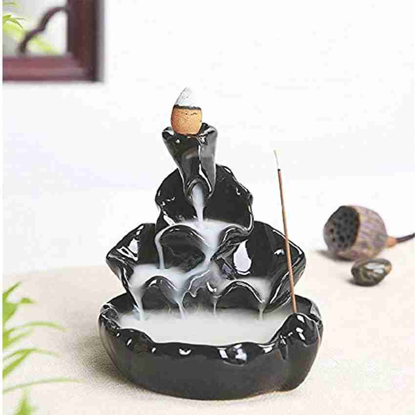 Mountain With Temple Waterfall Backflow Incense Burner – Lucky Incense