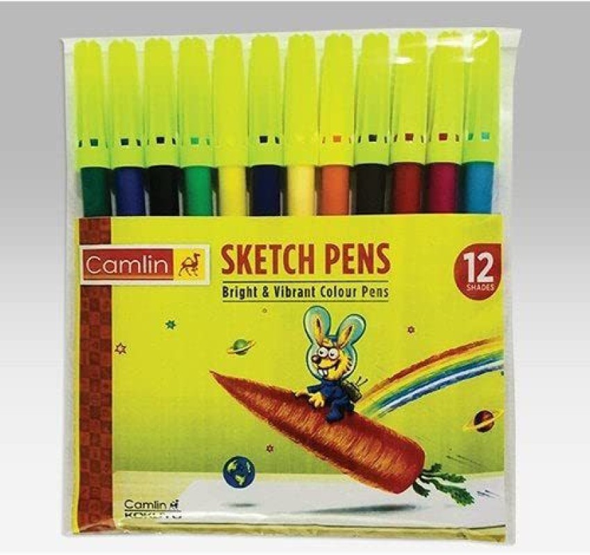 Buy Sketch Pens Assorted pack of 12 shades, Full size Online in