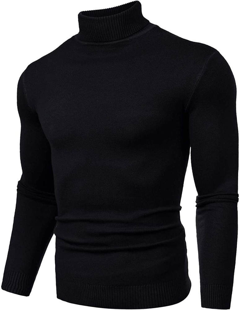 Denimholic Solid Turtle Neck Casual Men Black Sweater - Buy Denimholic  Solid Turtle Neck Casual Men Black Sweater Online at Best Prices in India