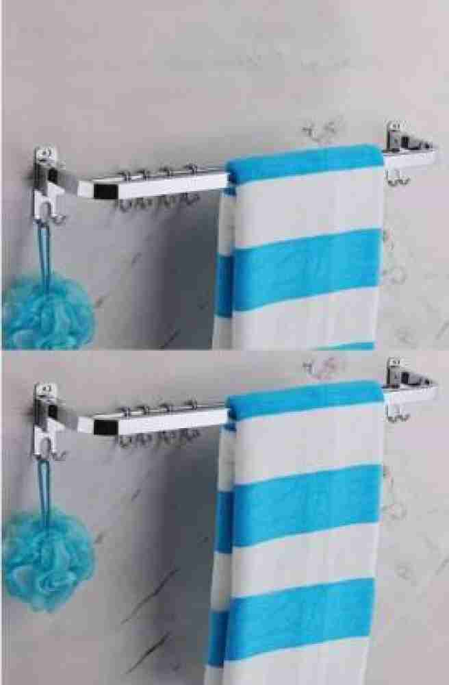 Pillu 304 Grade Stainless Steel Folding Towel Rod with Hooks/Towel Rack for  Bathroom/Towel Bar/Hanger/Bathroom Accessories 24 inch 2 Bar Towel Rod  Price in India - Buy Pillu 304 Grade Stainless Steel Folding