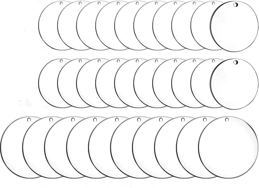 Round Clear Blank Acrylic Circle Discs with Keychains (2.5 In, 10 Pack)