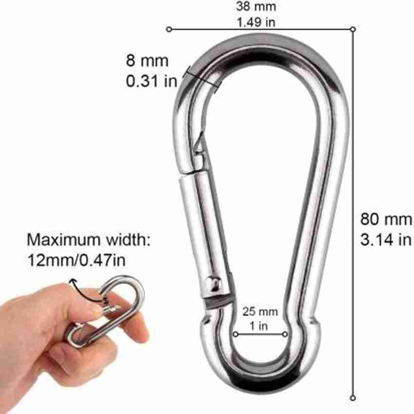 Draven Heavy Duty 8MM Thick Stainless Steel Snap Hook for  Hiking/Camping/GYM Locking Carabiner