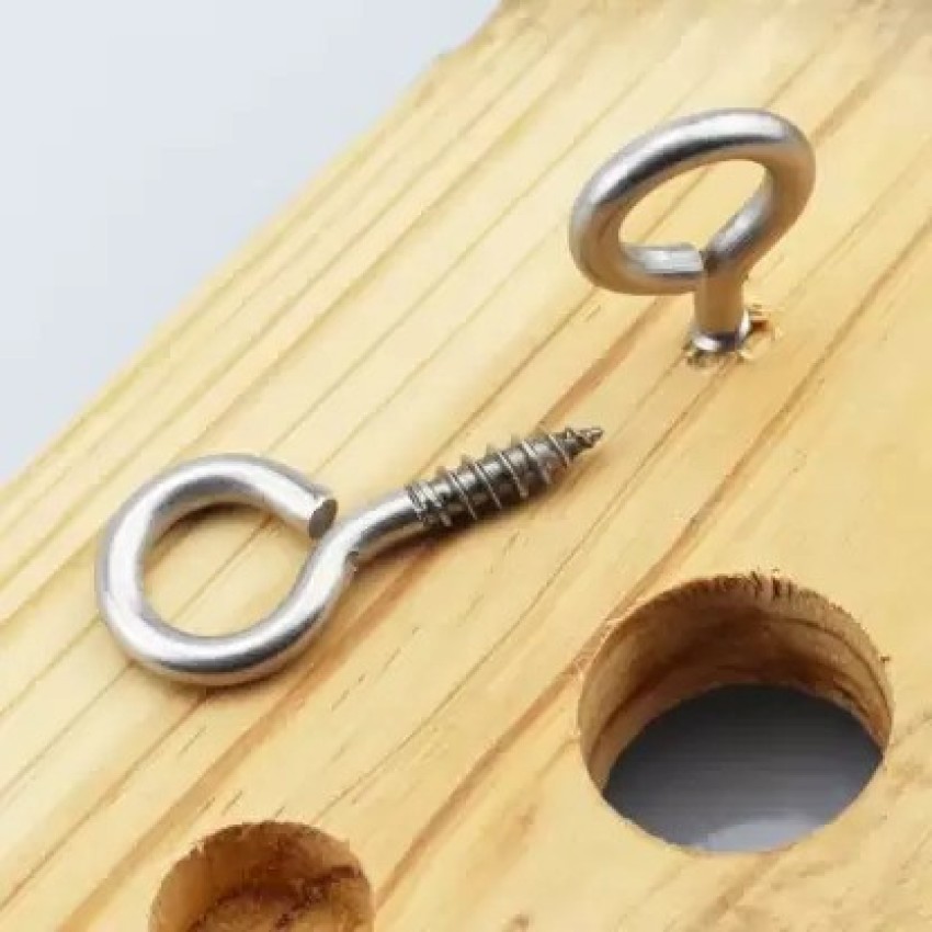 MINSHA EXPORTS 2cm Self-Tapped Small Screw Eyes Metal Eye Screw Hooks  Multipurpose Bail With Loop Eye Hook For Rack, Keychain Holder etc Hook ( Pack of 20) Curtain Hook Price in India 