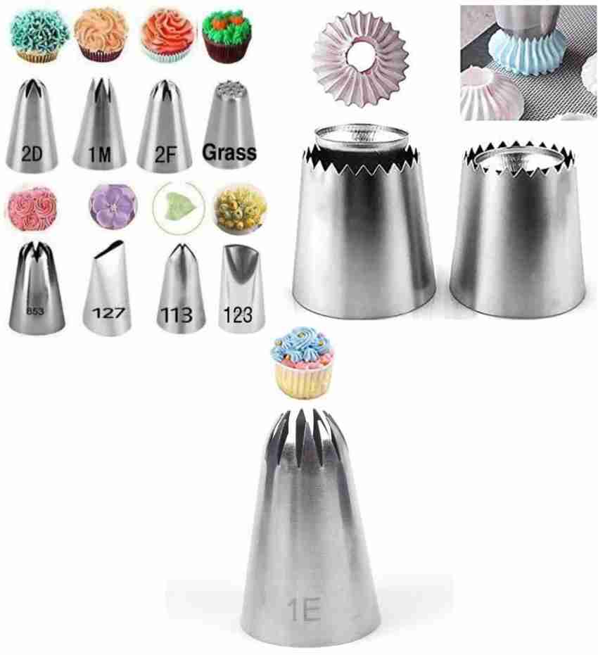 Bulky Buzz Best of Baking 11 PCS Large Piping Tips Set Cupcake Decorating Tips Extra Large Piping Icing Tips Swirl Piping Tips Cake Piping Nozzles Tips Kit Closed Star Pastry Tube Icing Piping