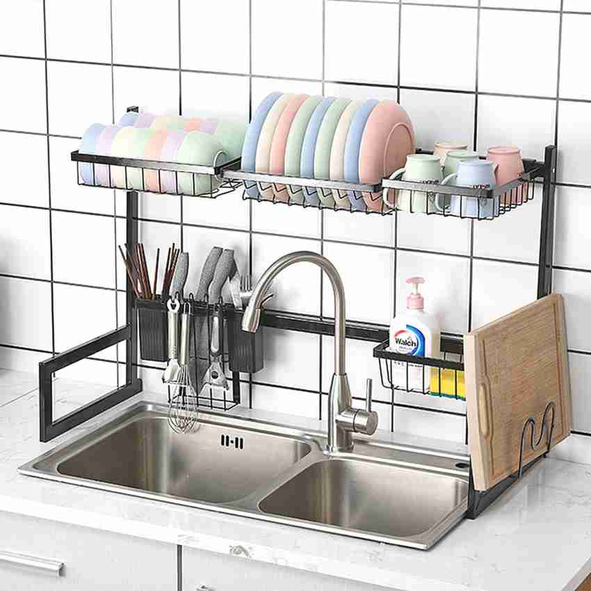 LIMETRO STEEL Dish Drainer Kitchen Rack Steel Over Sink Space