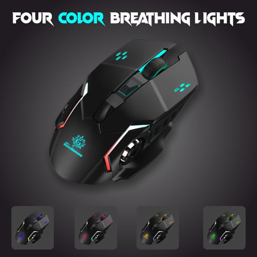Buy RPM Euro Games USB Wireless Gaming Mouse Rechargeable 500 mAh Battery  DPI Upto 3200 6 Color RGB Lights Rubber Coated Mice, Black Online at Best  Prices in India - JioMart.
