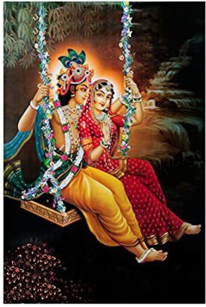 Dharvika Innovations Radha Krishna Sparkle Coated Self Adhesive Waterproof  Painting Vinyl Poster Without Frame (24 x 36 inch) #DIP1792 Digital Reprint  36 inch x 24 inch Painting Price in India - Buy Dharvika Innovations Radha  Krishna Sparkle Coated