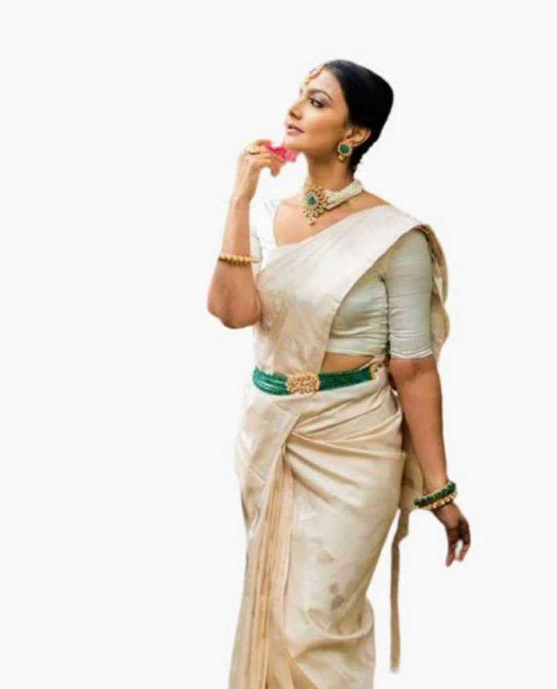 Buy SAREE KALA Printed Banarasi Pure Silk White Sarees Online