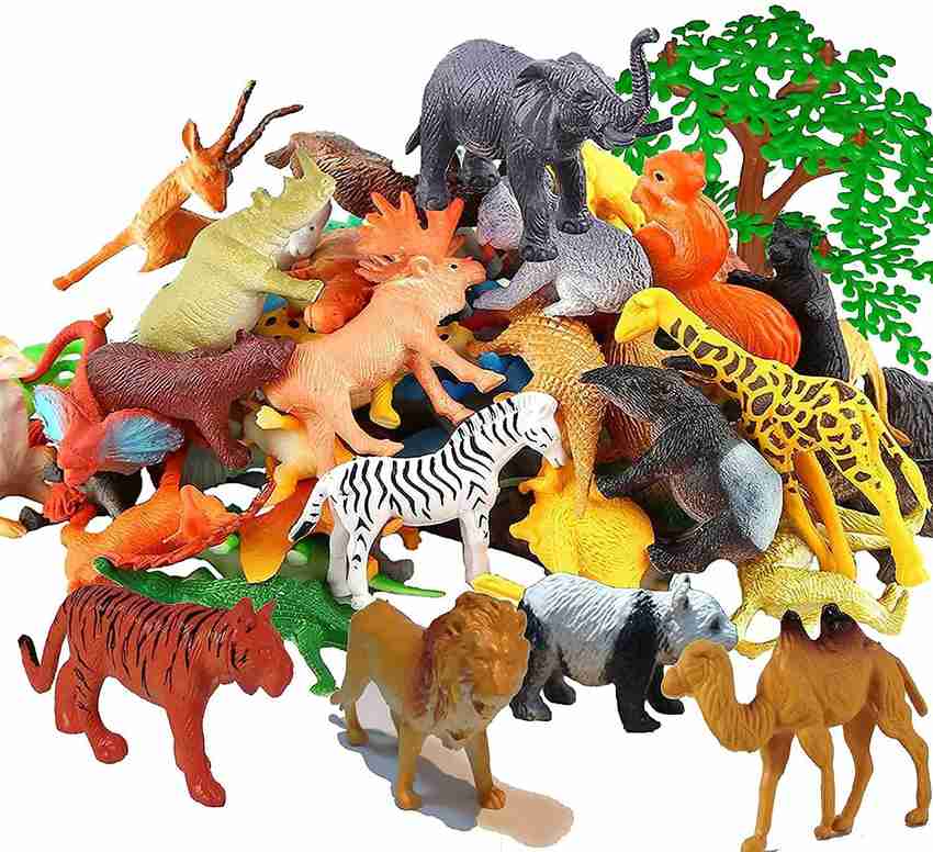 Urban Luxy Mini Jungle Animals Figure Toys Play Set 53 Piece