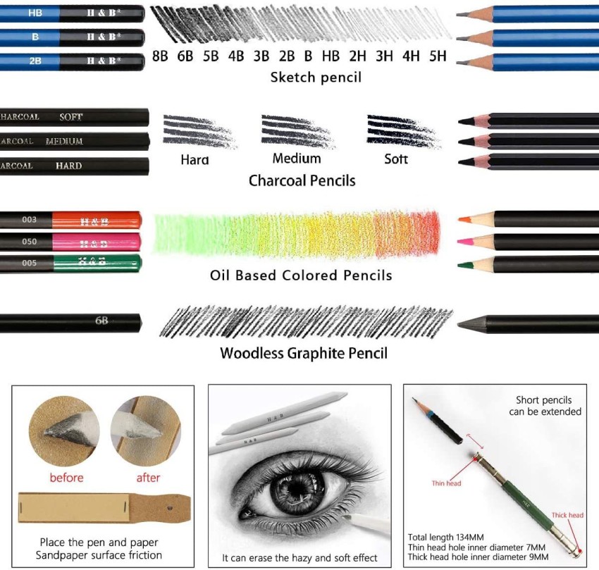 WYNHARD Drawing Pencils Shading Pencils Set Drawing Kit Sketching