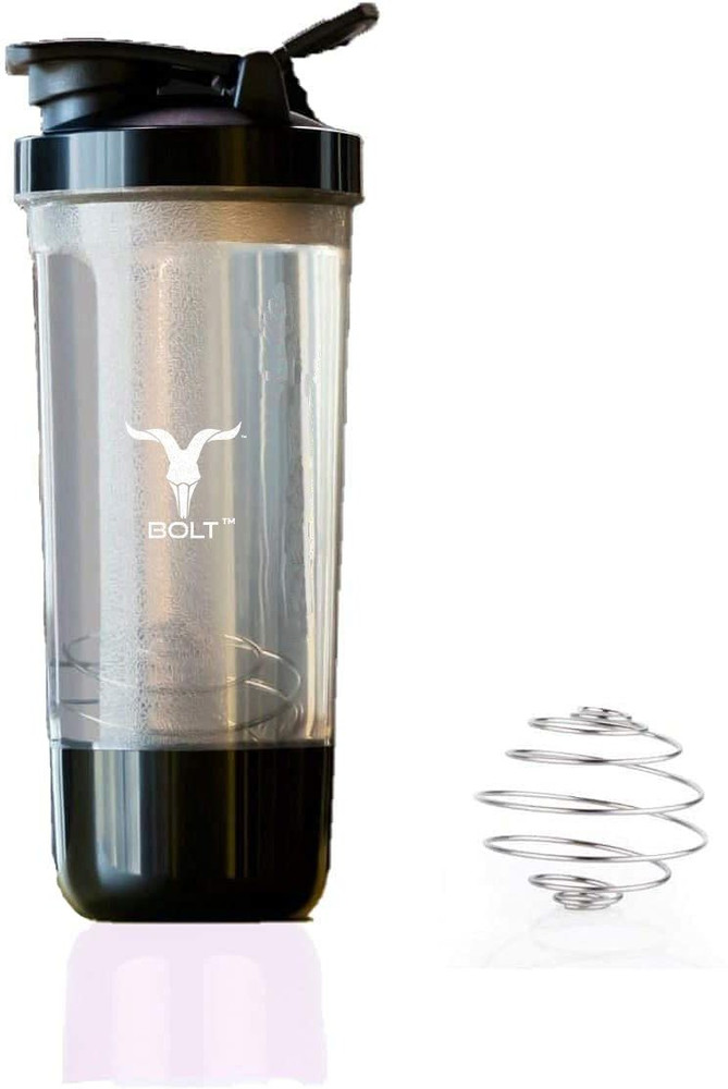 Shaker bottle with top storage