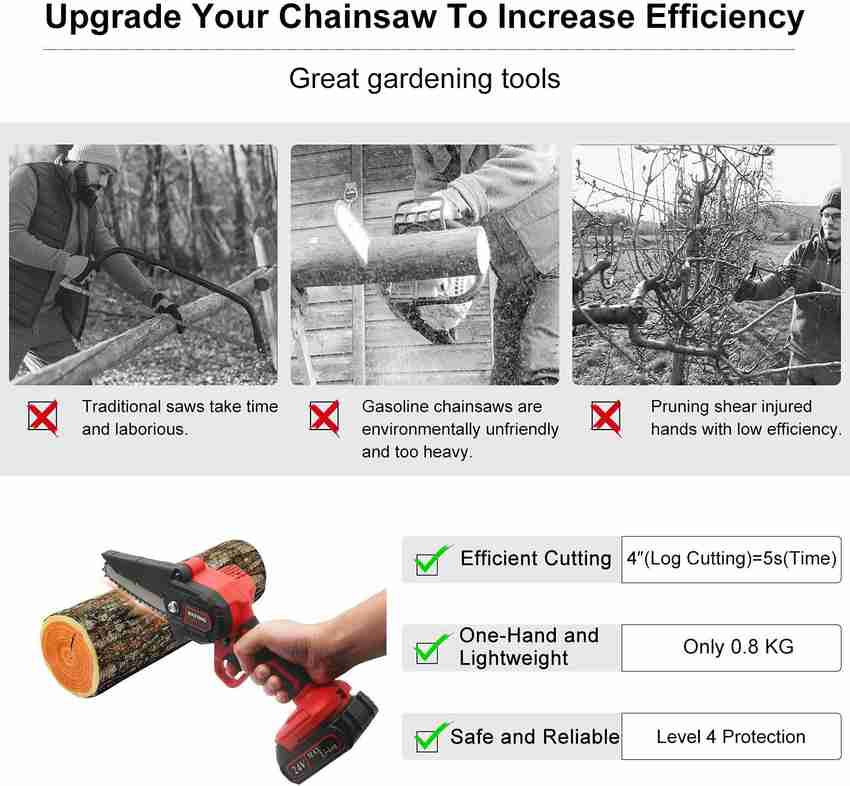 Cordless chainsaw with battery and charger on sale