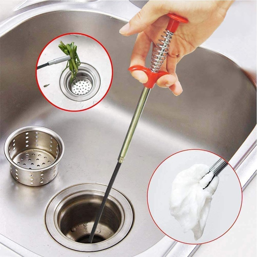 1pc Kitchen Drain Clog Remover With Hook, Bathroom Sink Drain Snake Hair  Catcher, Sewer Cleaning Tool (random Delivery)