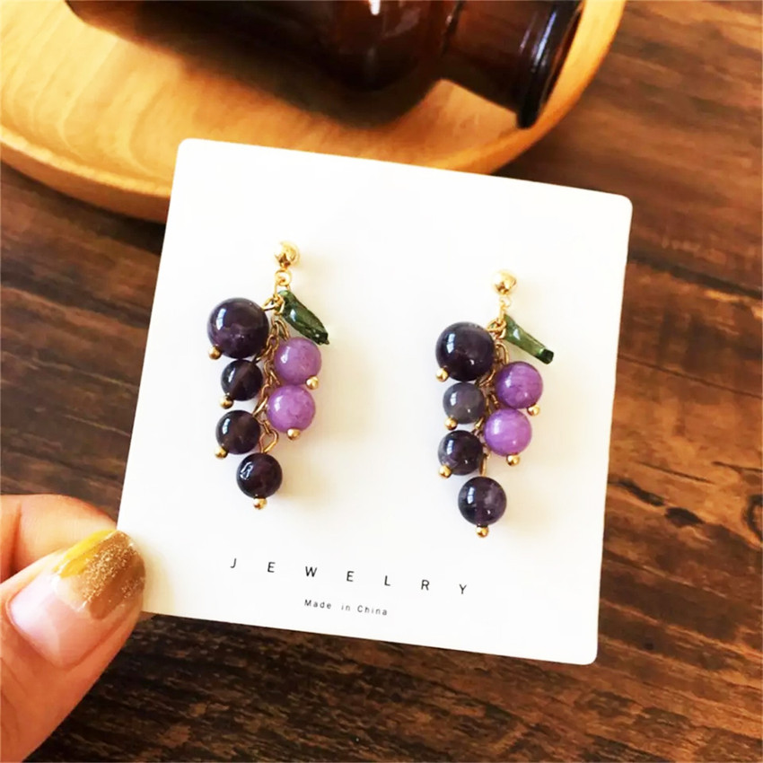 Purple discount grape earrings
