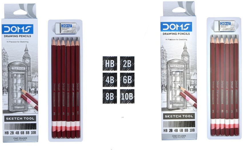 DOMS Drawing & Sketching Graphite Pencil Set (Pack of 6 x 5 Set)