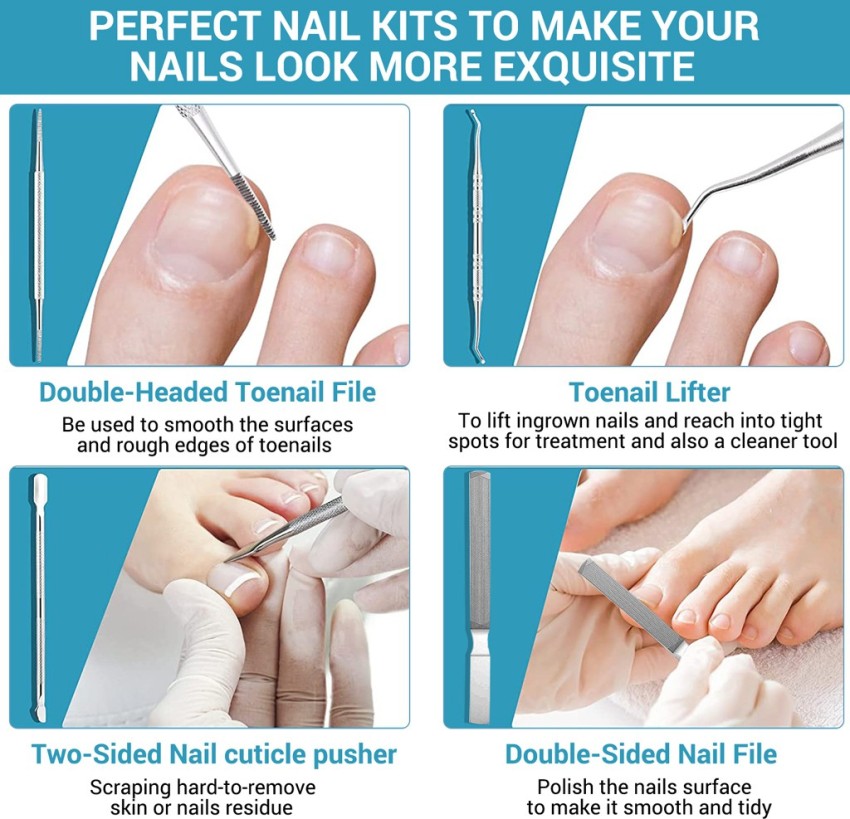 11PCS Toenail Clippers for Thick Nails, Ingrown Toenail Tools Removal Kit  for Seniors, Professional Toe Nail Clipper Adult Long Handle, Pedicure Kit  Set Nail Cutter Manicure Tool