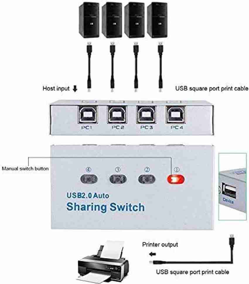  USB Switch 4 in 4 Out, USB Switcher Selector 4 Port