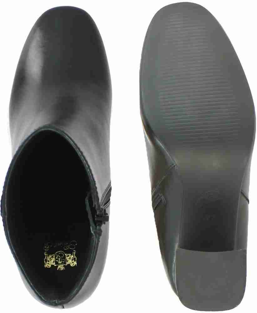 Black leather sales block heel booties