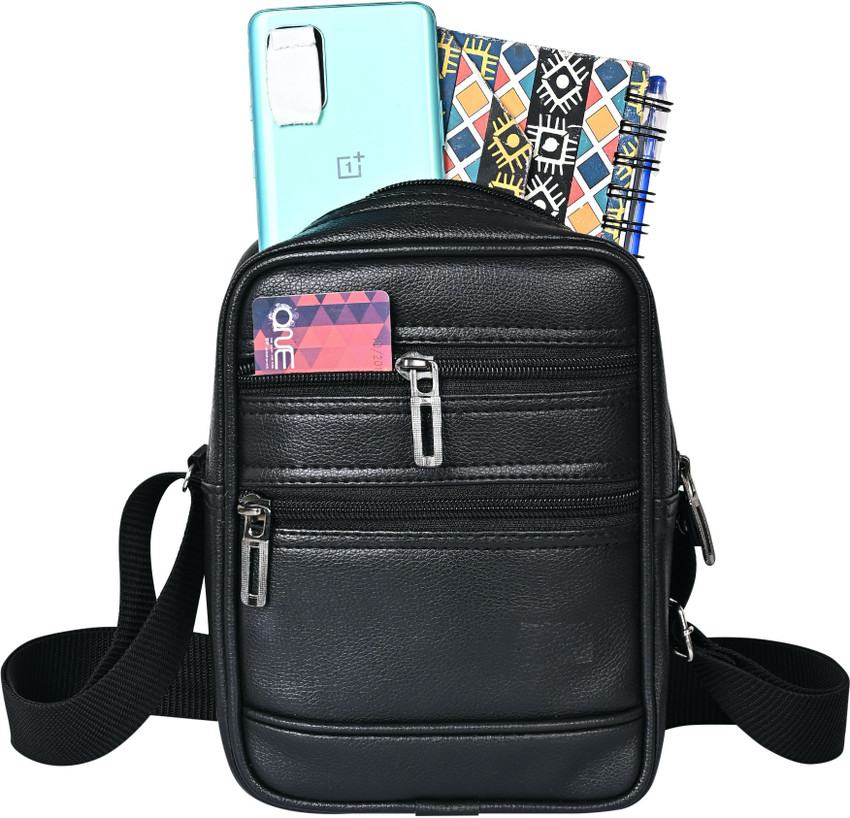 Pramadda Pure Luxury Black Sling Bag Traveller leather Sling Bag