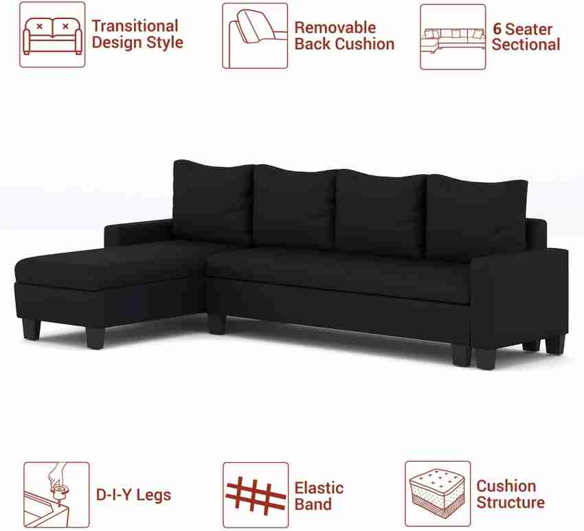 Flipkart Perfect Homes Porto L Shape Fabric 6 Seater Sofa (Finish