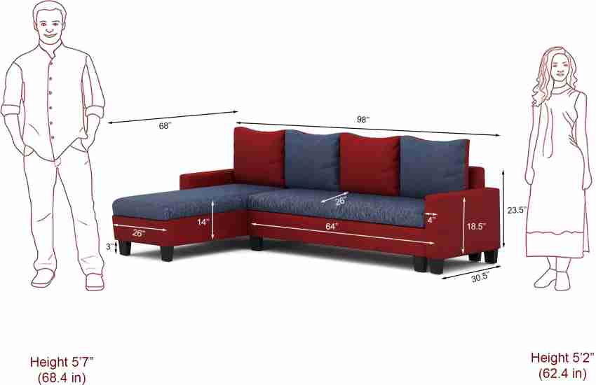 Flipkart Perfect Homes Porto L Shape Fabric 6 Seater Sofa (Finish