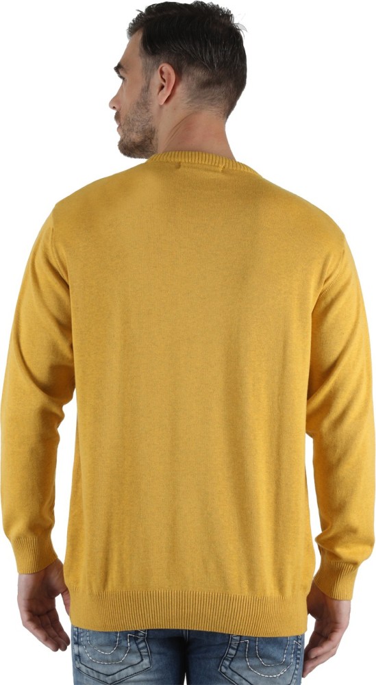 Buy Men Yellow Solid Cotton Pullover Online in India - Monte Carlo