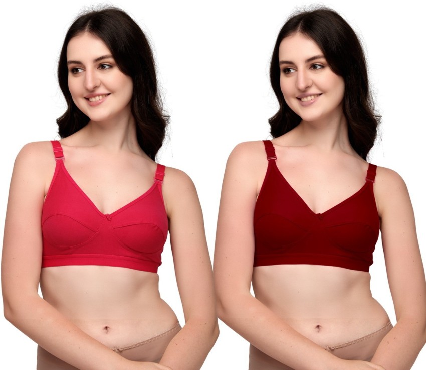 Buy Aulevate Women Full Coverage Non Padded Bra (Red) Online at