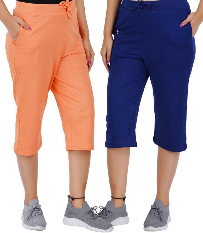 Regular Fit Stylish Cotton capri pants for women 34 Pants Navy Blue