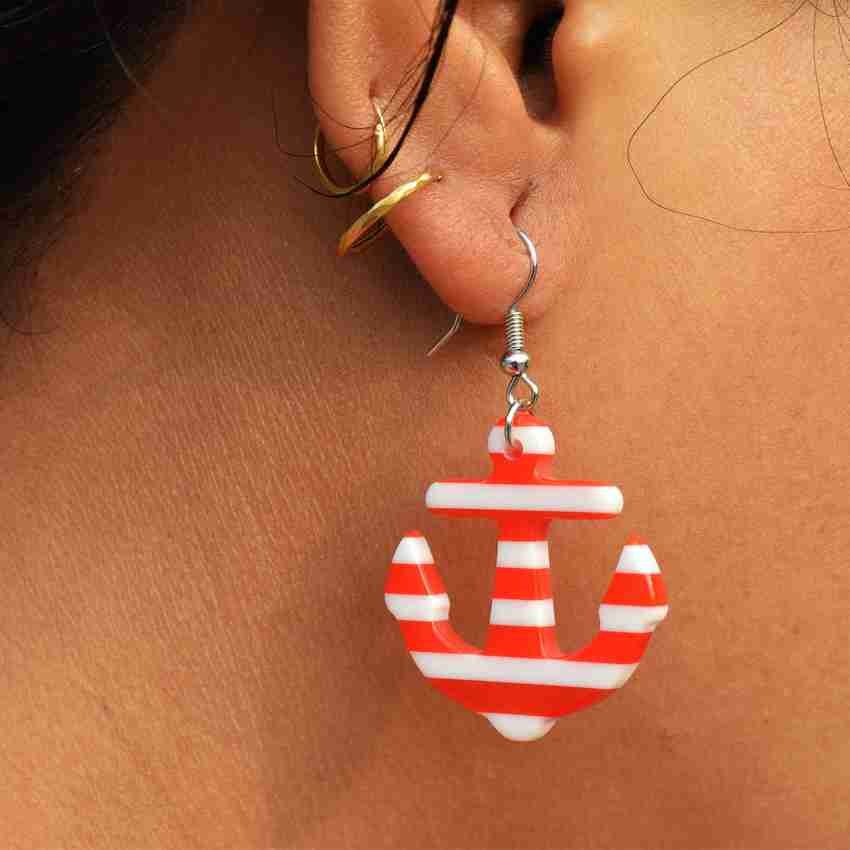 Red anchor earrings new arrivals