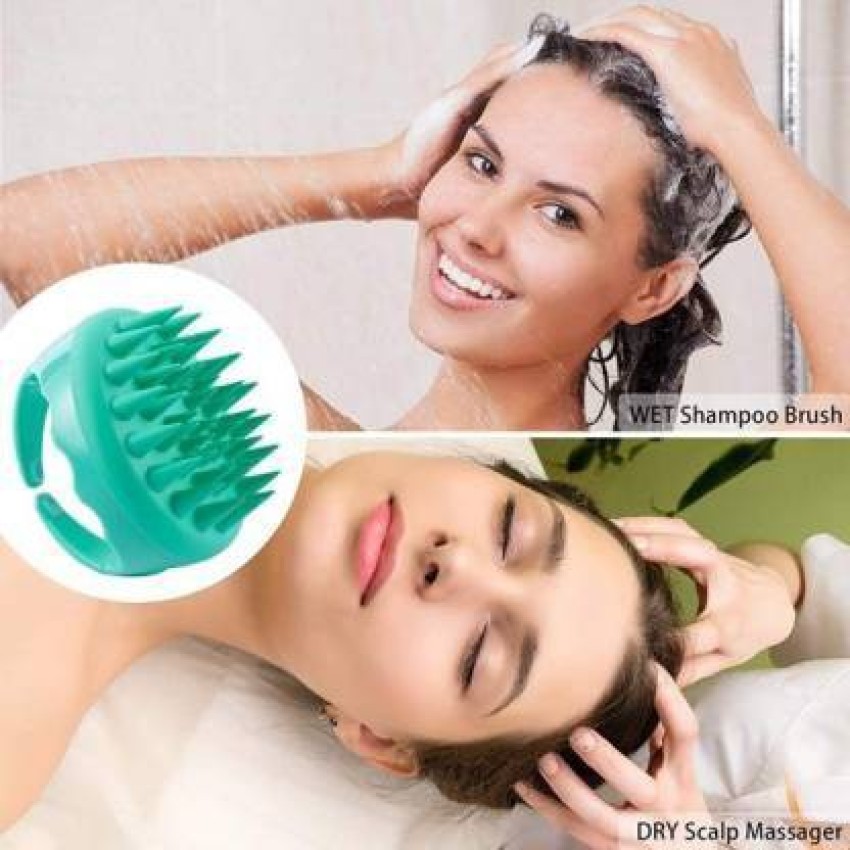 Hair Scalp Massager Shampoo Brush, Scalp Care Hair Wash Brush Silicone Comb  - Green