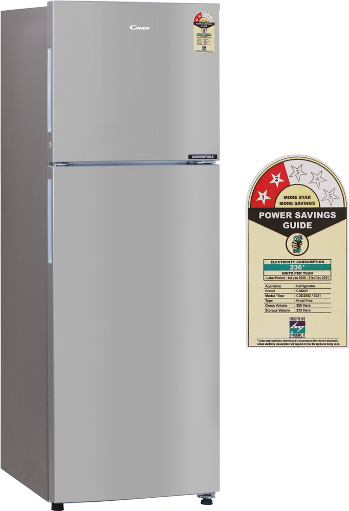 CANDY 258 L Frost Free Double Door 2 Star Convertible Refrigerator