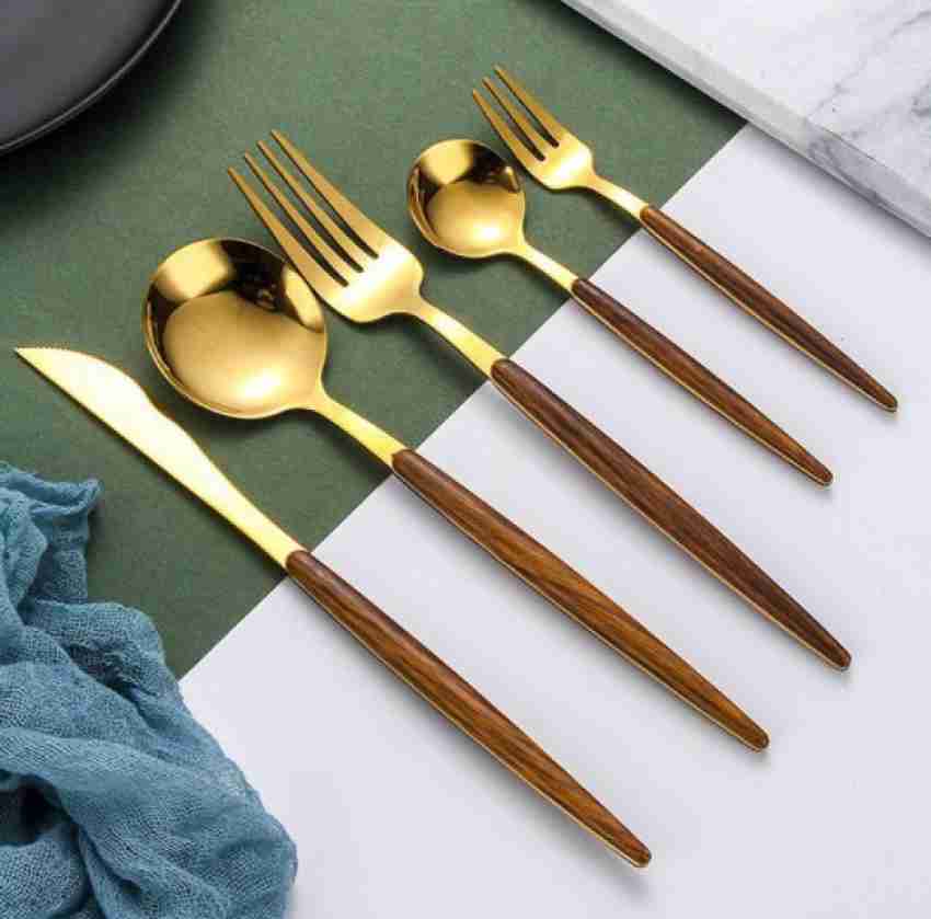 Solid Brass Bamboo Cutlery Set