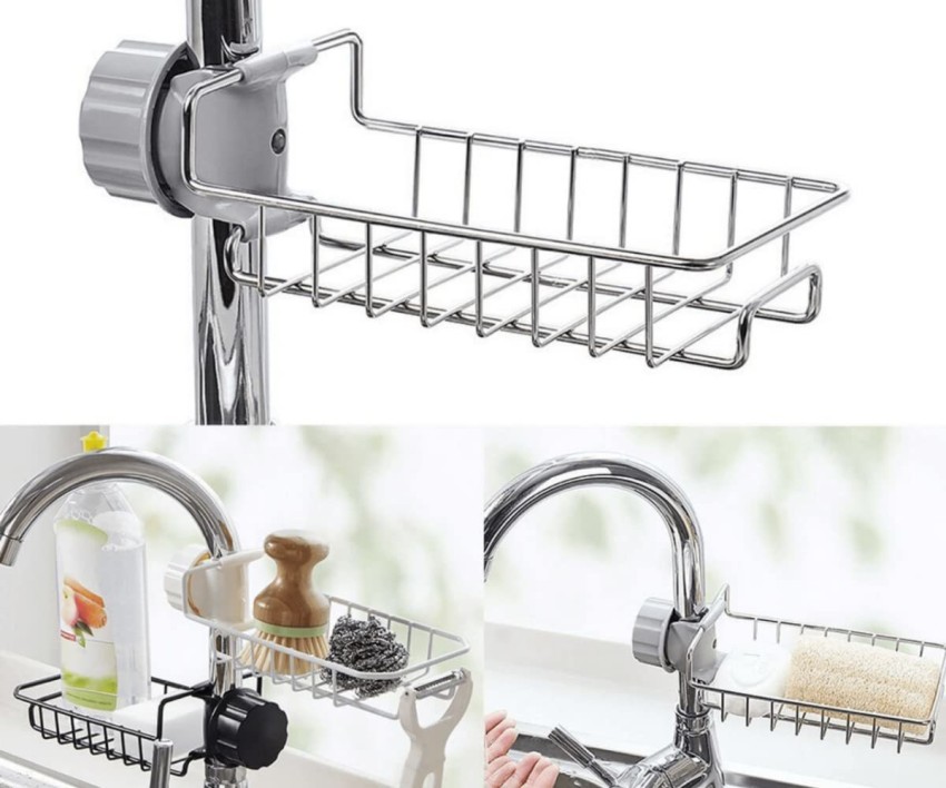 Kitchen Faucet Sponge Holder Drainer, Stainless Steel Faucet Storage Rack  Hanging, Shelf Soap Sponge Storage Rack, Holder Faucet Sponge Hanging