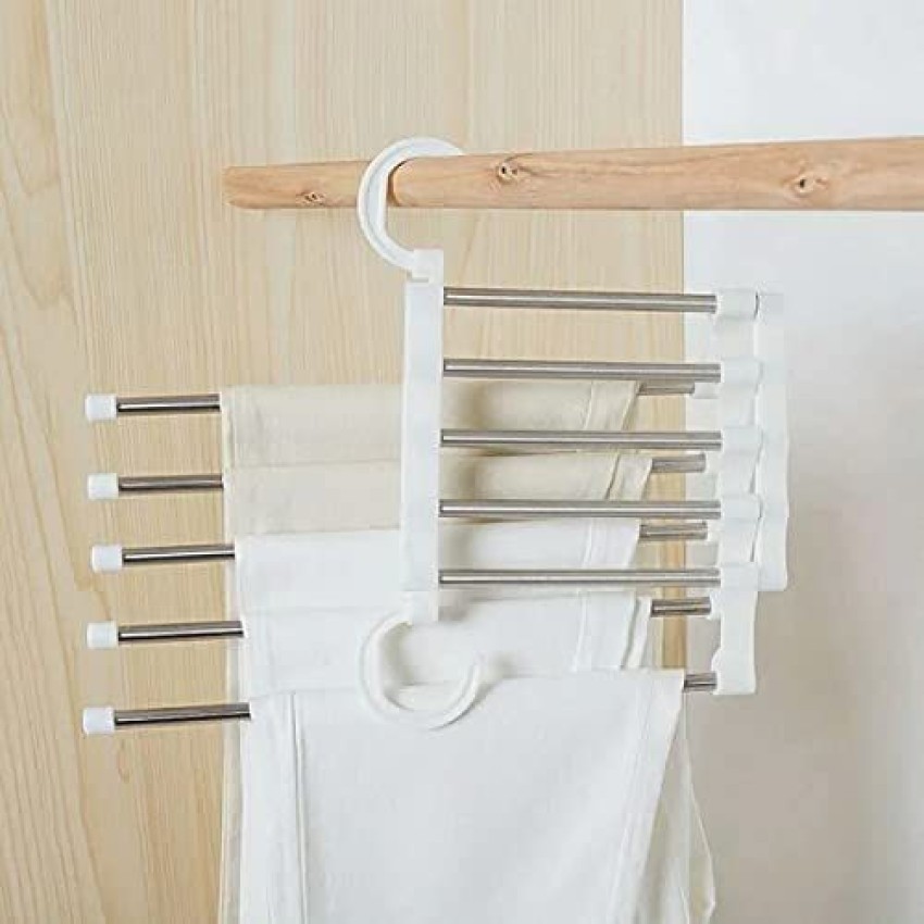 Buy MILLENSIUM Multipurpose 5 in 1 Hangers for Wardrobe Cloth Hanger, Shirt  Hanger for Clothes Hanging Space Saving Cloth Organizer for Wardrobe  Foldable Hangers for Clothes (Pack of 2) Online at Best