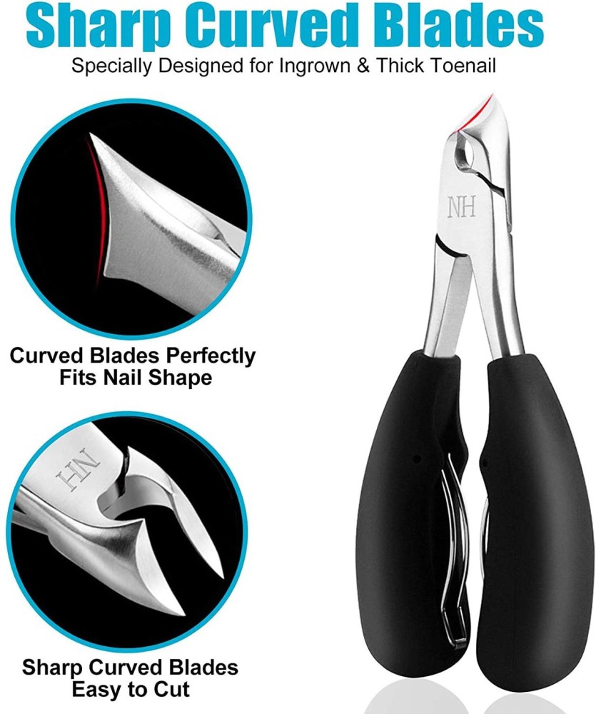 Large Heavy Duty Toe Nail Clipper For Thick Toenails, Manicure & Pedicure,  Double Barrel Spring. Super Sharp Trimmer Curved Stainless Steel 20mm Blade