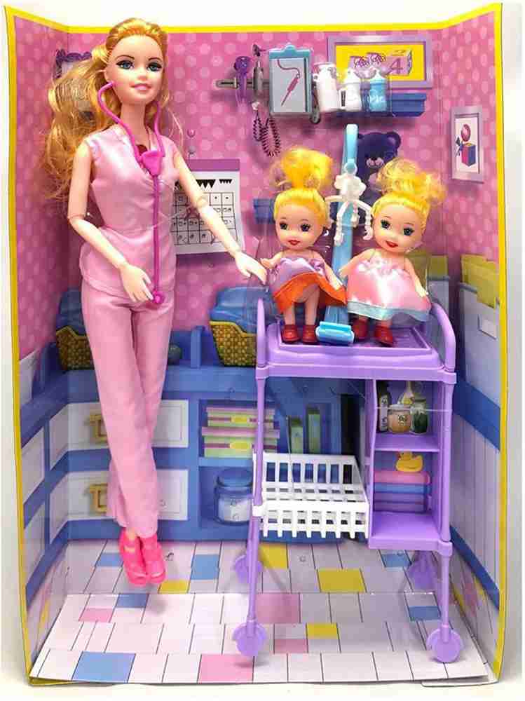 Barbie doctor hotsell set with babies