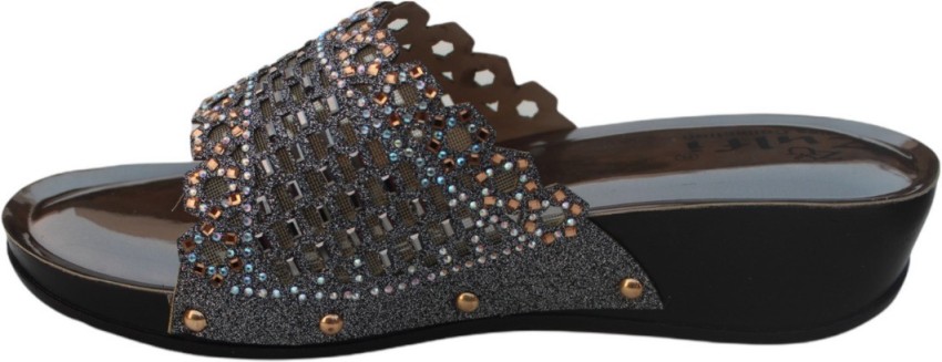 Sparkly wedge best sale flip flops