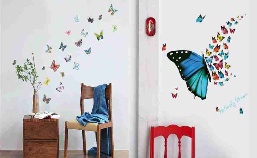 JAAMSO ROYALS 60 cm Butterfly and Dream Butterfly Decorative Wallsticker (  Set of 2 ) Self Adhesive Sticker Price in India - Buy JAAMSO ROYALS 60 cm  Butterfly and Dream Butterfly Decorative