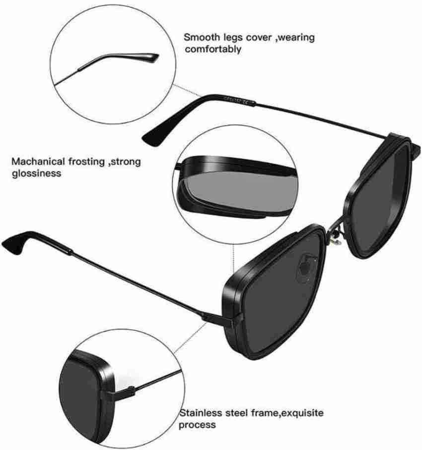 Buy Syn Traders Retro Square Sunglasses Black For Men & Women