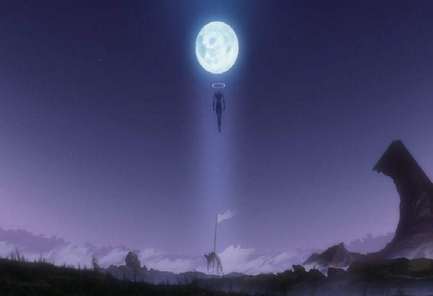 Beautiful Anime Girl Sitting On The Moon Live Wallpaper  WallpaperWaifu