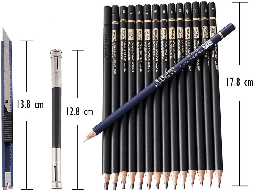 Graphite Drawing Sketching Set, Graphite Pencils Bag Eraser