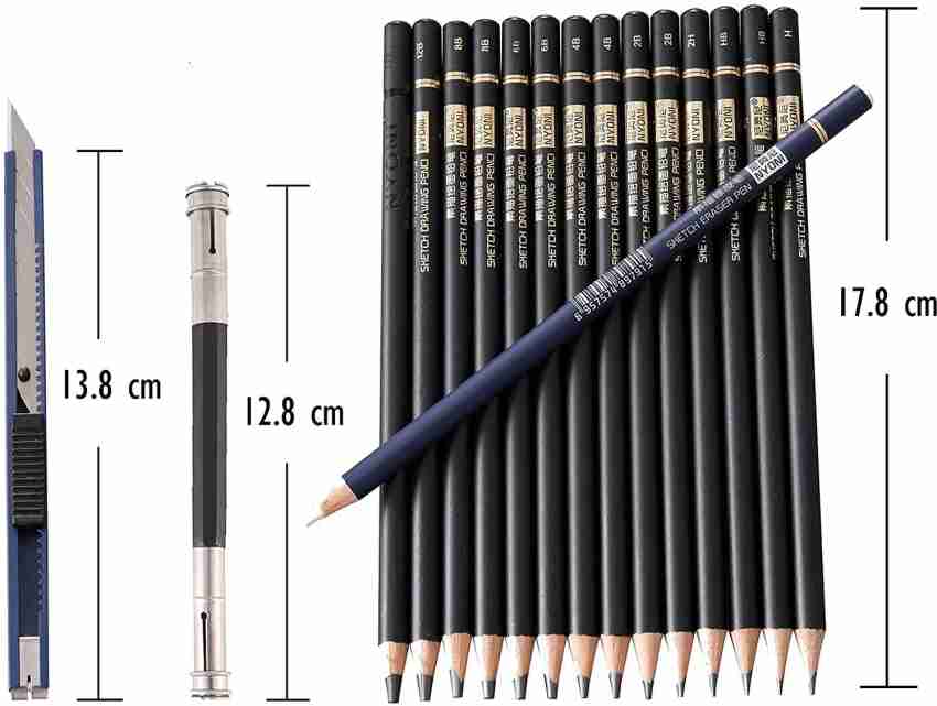 NYONI Sketching Pencils Set, Metal Box Packaging, Including Graphite  Pencils、Charcoal Pencils、Blending Stumps and other tools for drawing (A set  with