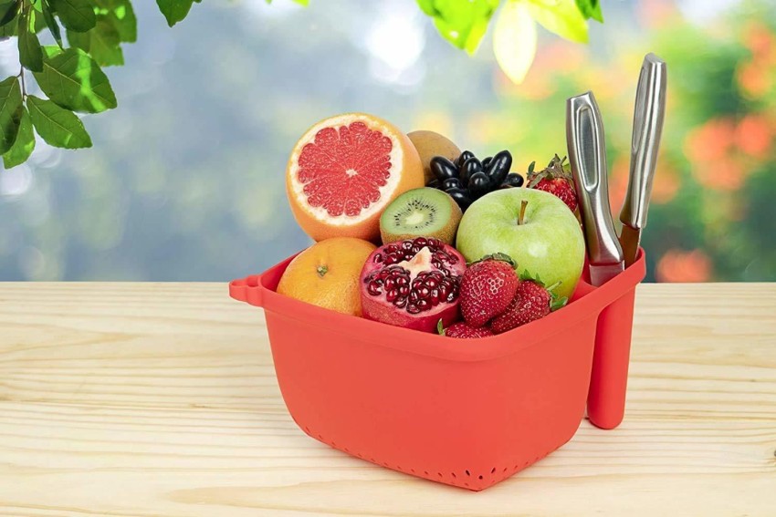 1pc Double-layer Drain Basket, Plastic Fruit Basket, Vegetable Washing  Basket, Multi-purpose Fruit And Vegetable Drain Tray Basin, Vegetable  Washing B