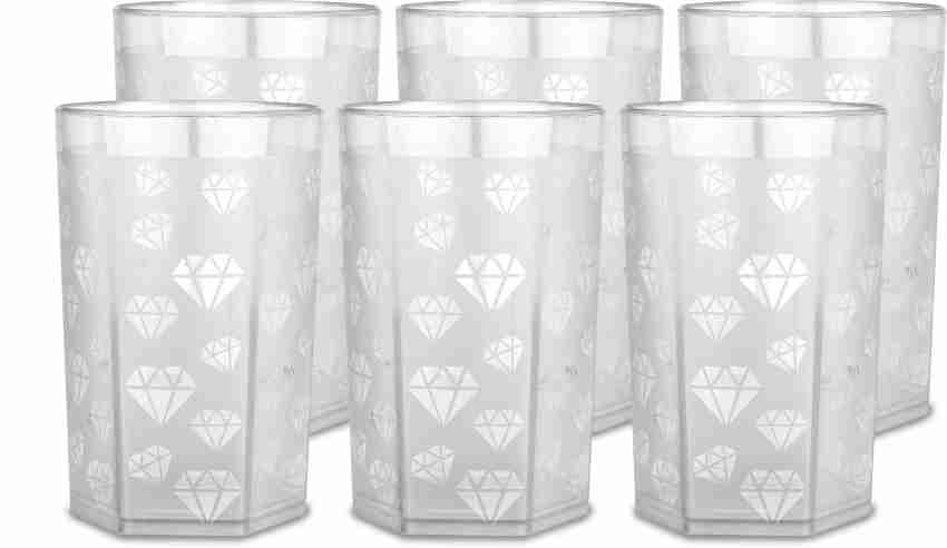 BELLERBIRD (Pack of 8) Diamond Design Drinking Glass Set Water