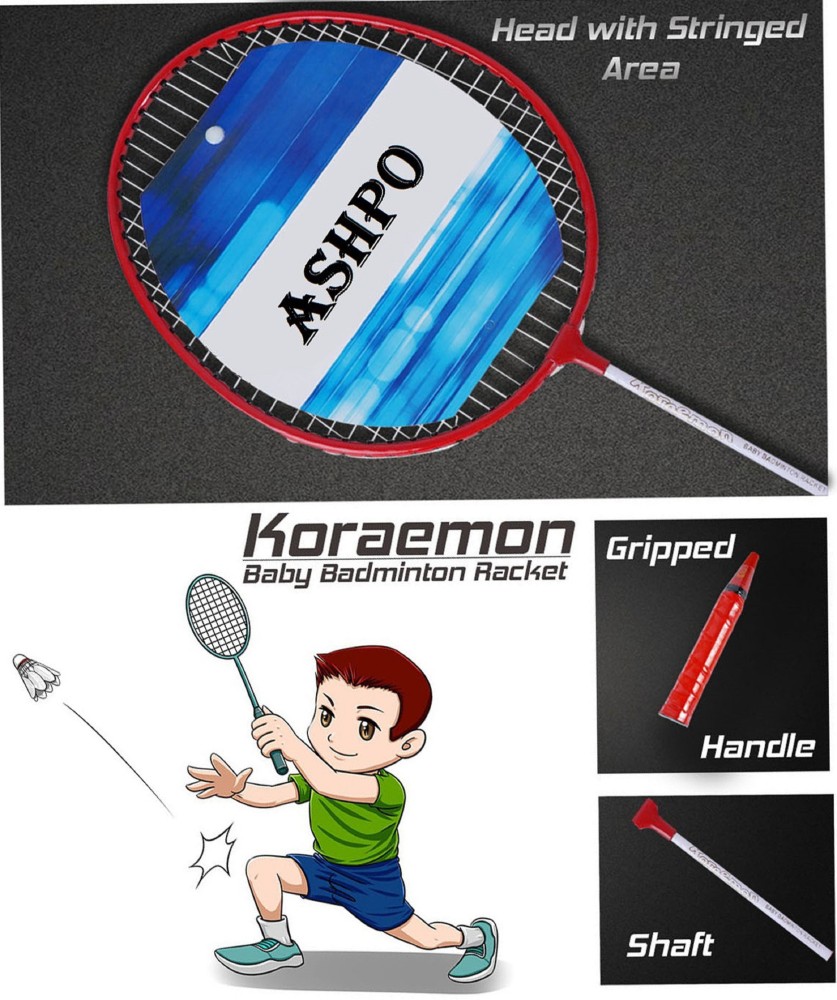 Ashpo Badminton Racquets for Kids Set of 2 Pairs Shuttle Bat with Full Cover Bag Badminton Kit