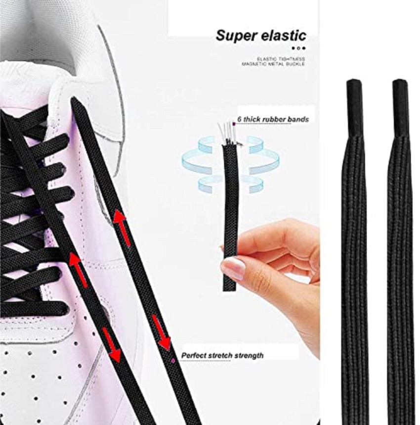 1pair Black Shoe Lace Buckle Locks Shoelace Clips, For Elastic Shoe Laces