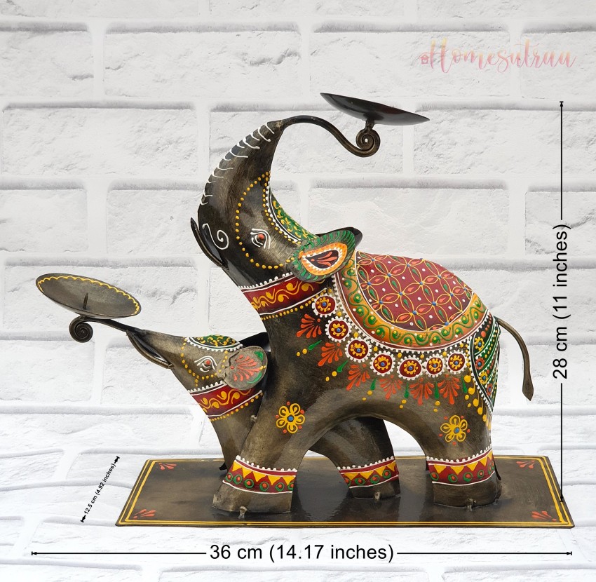Metal Elephant Statue Small Size Gold Polish 2 pcs Set for Your