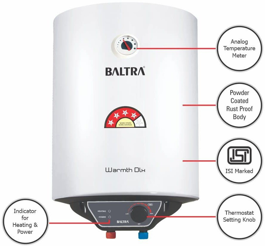 Baltra 15 L Storage Water Geyser (Warmth Dlx, White) Price in India - Buy  Baltra 15 L Storage Water Geyser (Warmth Dlx, White) online at Flipkart.com